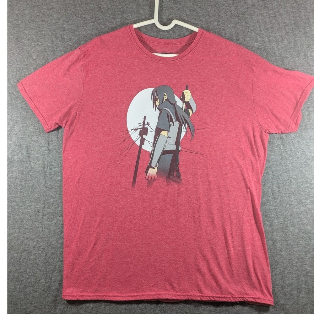 Mens Naruto Shippuden Red T-Shirt Itachi Moon Ripple Junctions Anime Manga XL‎